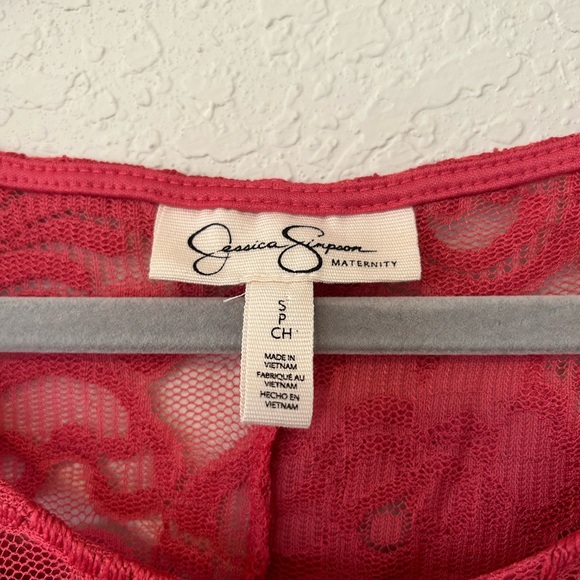 Jessica Simpson Coral Lace Long Sleeve Maternity Dress, Comfy Stretchy - Picture 4 of 9